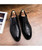 Black retro brogue leather derby dress shoe 08