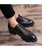 Black croc pattern brogue leather derby dress shoe 02