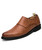 Brown stripe sewed from side slip on dress shoe 01