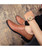 Brown stripe sewed from side slip on dress shoe 09