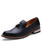Black tassel on vamp leather slip on dress shoe 01