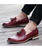 Red tassel on vamp leather slip on dress shoe 02