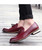 Red tassel on vamp leather slip on dress shoe 05