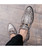 Grey snake skin pattern buckle leather slip on dress shoe 02