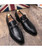 Black snake skin pattern buckle leather slip on dress shoe 09