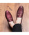 Red texture pattern leather slip on dress shoe 07