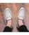 White texture pattern leather slip on dress shoe 07