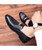 Black buckle croc skin pattern slip on dress shoe 08