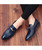 Blue buckle croc skin pattern slip on dress shoe 05