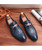 Blue buckle croc skin pattern slip on dress shoe 10