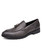 Grey tassel on vamp check pattern leather slip on dress shoe 01
