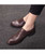 Brown leather slip on dress shoe  in plain 02