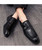 Men's black croc pattern monk strap leather slip on dress shoe 02