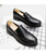 Black brogue leather slip on dress shoe 10