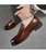 Brown brogue leather slip on dress shoe 07