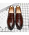 Brown brogue leather slip on dress shoe 08