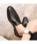 Black check pattern leather slip on dress shoe 02