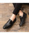 Black check pattern leather slip on dress shoe 06