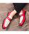 White red leather slip on dress shoe in plain 03