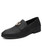 Black metal buckle penny slip on dress shoe 01