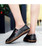 Black retro sewed hollow out slip on shoe loafer 10