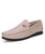 Men's khaki cross stripe sewed pattern slip on shoe loafer 01