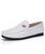 Men's white cross sewed leather slip on shoe loafer 01