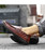 Men's red brown retro sewed leather slip on shoe loafer 10