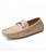 Men's beige crocodile pattern leather slip on shoe loafer 01