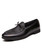 Men's black check pattern bow tie leather slip on dress shoe 01