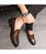 Men's brown croc skin strap leather slip on dress shoe 02