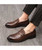 Men's brown croc skin strap leather slip on dress shoe 03