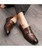 Men's brown croc skin strap leather slip on dress shoe 05