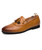 Men's brown sewed tassel on vamp leather slip on dress shoe 01