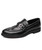 Black croc skin metal buckle leather slip on dress shoe 01