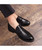 Men's black crocodile pattern leather slip on dress shoe 03