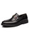 Men's black croc skin metal buckle leather slip on dress shoe 01