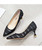Black stripe texture slip on heel dress shoe 10