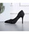 Black stripe texture slip on high heel dress shoe 06