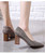 Grey lattice suede slip on mid heel dress shoe  04
