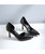 Black slip on high heel dress shoe side cut out 07