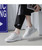 Women's white mesh hollow cut flyknit texture pattern shoe sneaker 04