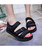 Black three velcro slip on shoe sandal 07