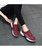 Women's claret red canvas floral print shoe sneaker 04