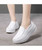 Women's white simple plan slip on rocker bottom shoe sneaker 08