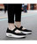 Women's black weave pattern low cut rocker bottom shoe sneaker 02