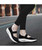 Women's black weave pattern low cut rocker bottom shoe sneaker 04