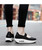 Women's black weave pattern low cut rocker bottom shoe sneaker 08