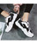 Women's grey pink mix color flyknit letter print shoe sneaker 04