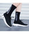 Women's black plain flyknit sock like fit shoe sneaker 04